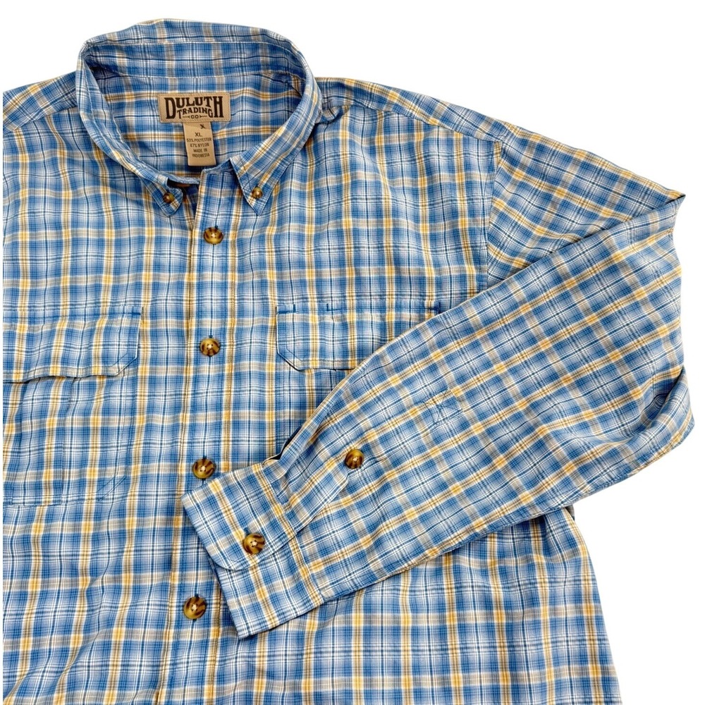 Duluth Trading Plaid Button Up Shirt Long Sleeve‎ Hiking Utility Outdoor Work XL